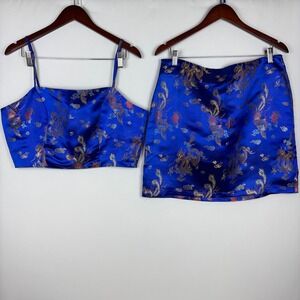 SHEIN Skirt Set Dragon‎ Phoenix Brocade 2 Piece Camisole